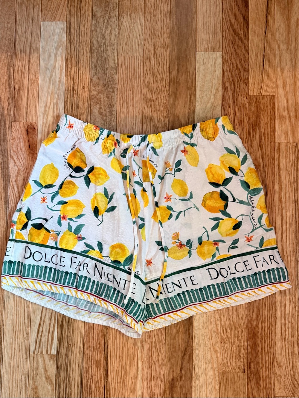 H&M Yellow Lemon Print High-Waist Women’s Shorts